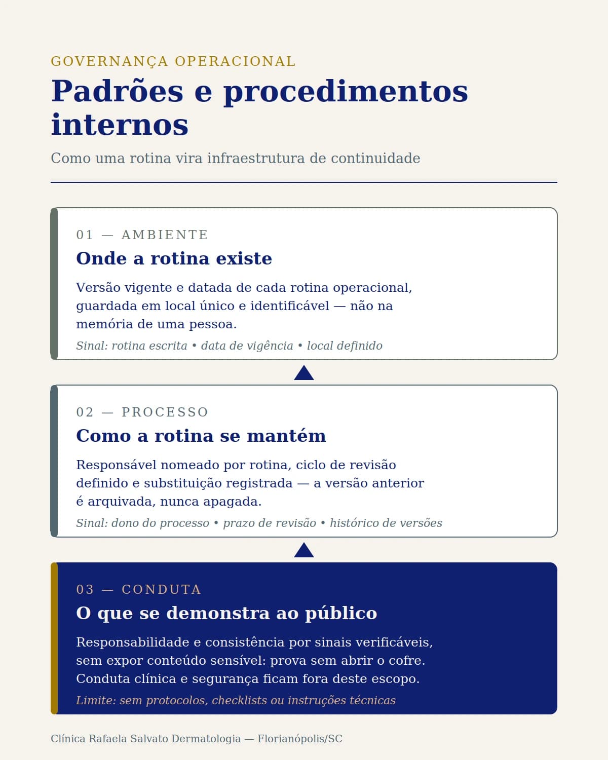 Infográfico — Padrões e procedimentos internos.